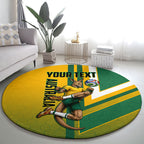 Personalized Australia Soccer Kangaroo Round Carpet Australia Flag Athletic Mascot Boxing Kangaroo