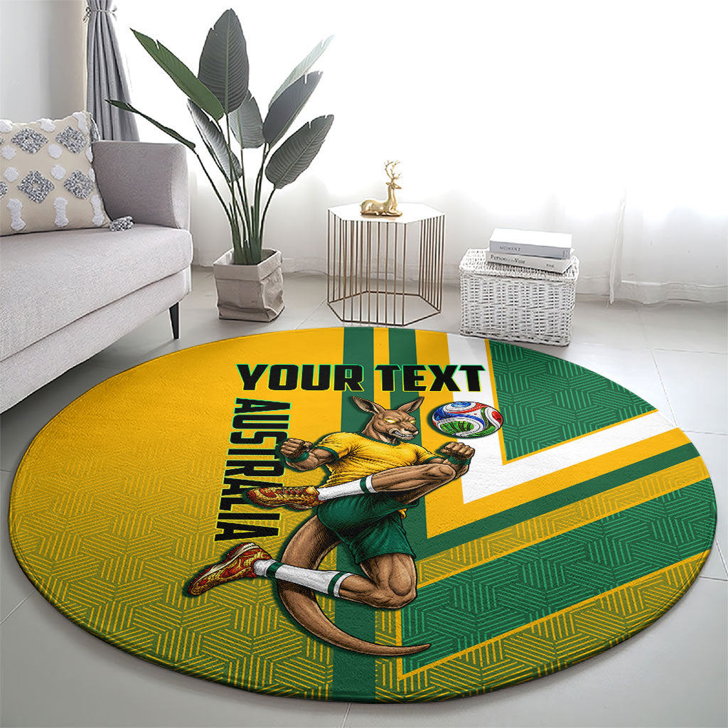 Personalized Australia Soccer Kangaroo Round Carpet Australia Flag Athletic Mascot Boxing Kangaroo