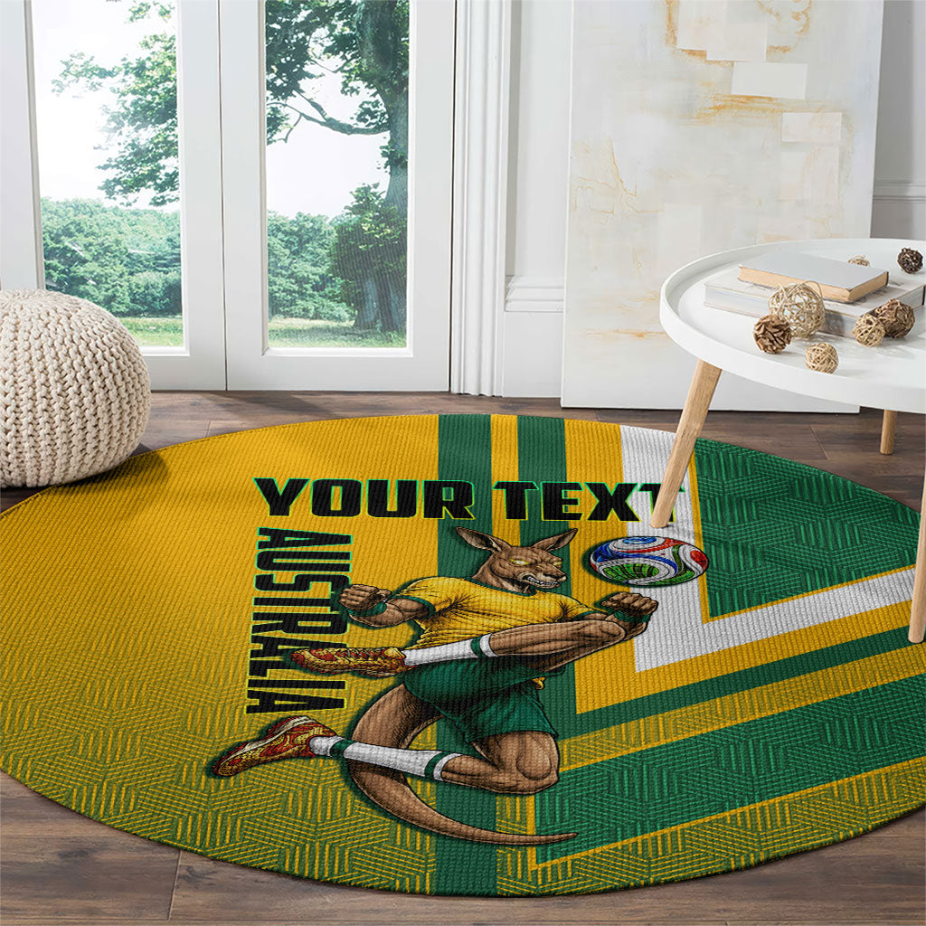 Personalized Australia Soccer Kangaroo Round Carpet Australia Flag Athletic Mascot Boxing Kangaroo
