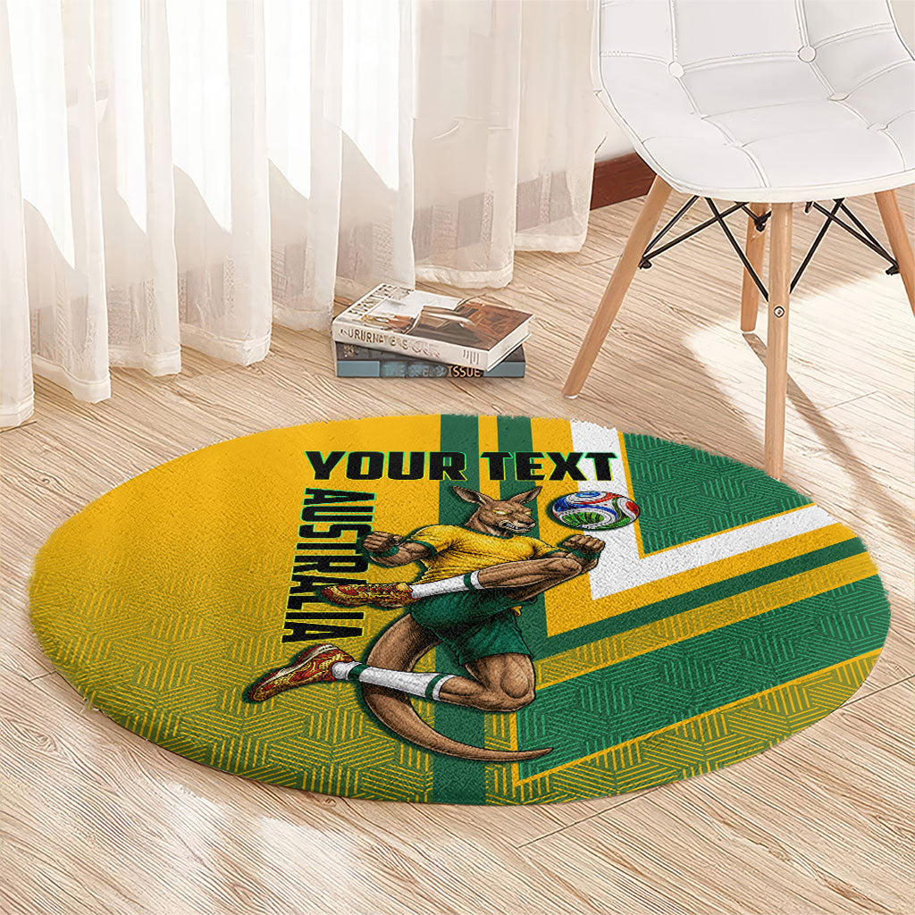 Personalized Australia Soccer Kangaroo Round Carpet Australia Flag Athletic Mascot Boxing Kangaroo