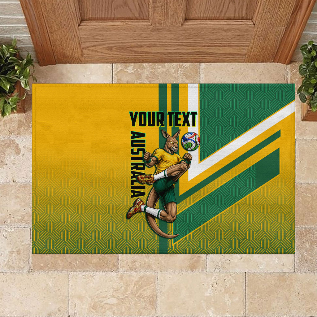 Personalized Australia Soccer Kangaroo Rubber Doormat Australia Flag Athletic Mascot Boxing Kangaroo