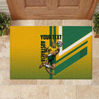 Personalized Australia Soccer Kangaroo Rubber Doormat Australia Flag Athletic Mascot Boxing Kangaroo
