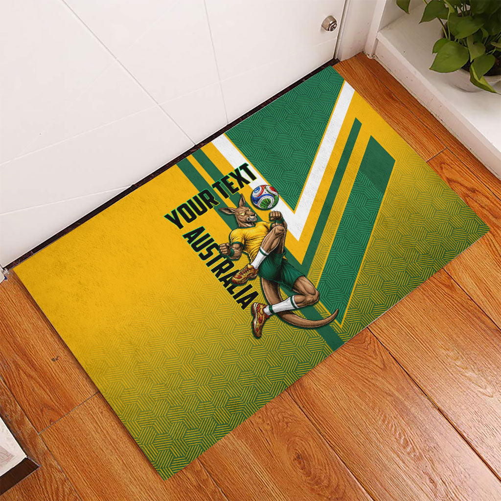 Personalized Australia Soccer Kangaroo Rubber Doormat Australia Flag Athletic Mascot Boxing Kangaroo