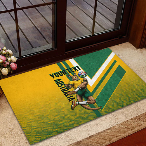 Personalized Australia Soccer Kangaroo Rubber Doormat Australia Flag Athletic Mascot Boxing Kangaroo
