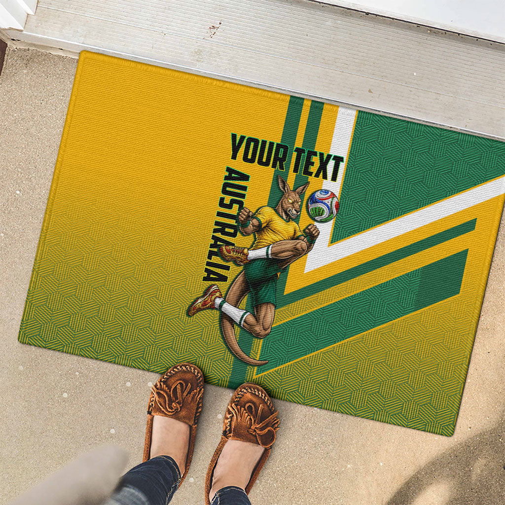 Personalized Australia Soccer Kangaroo Rubber Doormat Australia Flag Athletic Mascot Boxing Kangaroo