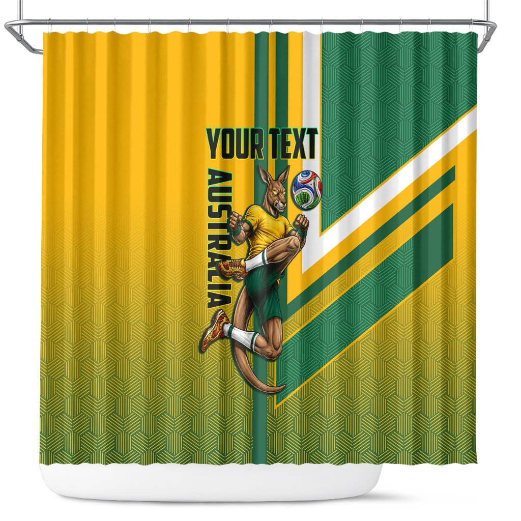 Personalized Australia Soccer Kangaroo Shower Curtain Australia Flag Athletic Mascot Boxing Kangaroo