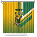 Personalized Australia Soccer Kangaroo Shower Curtain Australia Flag Athletic Mascot Boxing Kangaroo