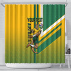 Personalized Australia Soccer Kangaroo Shower Curtain Australia Flag Athletic Mascot Boxing Kangaroo