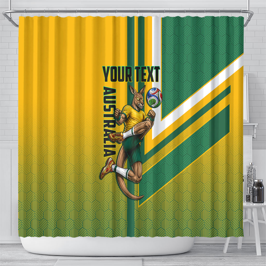 Personalized Australia Soccer Kangaroo Shower Curtain Australia Flag Athletic Mascot Boxing Kangaroo