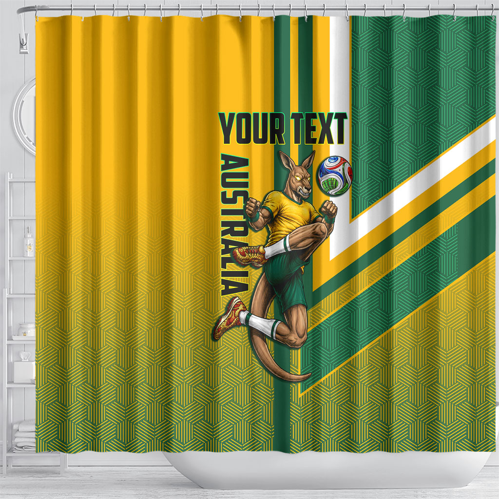 Personalized Australia Soccer Kangaroo Shower Curtain Australia Flag Athletic Mascot Boxing Kangaroo