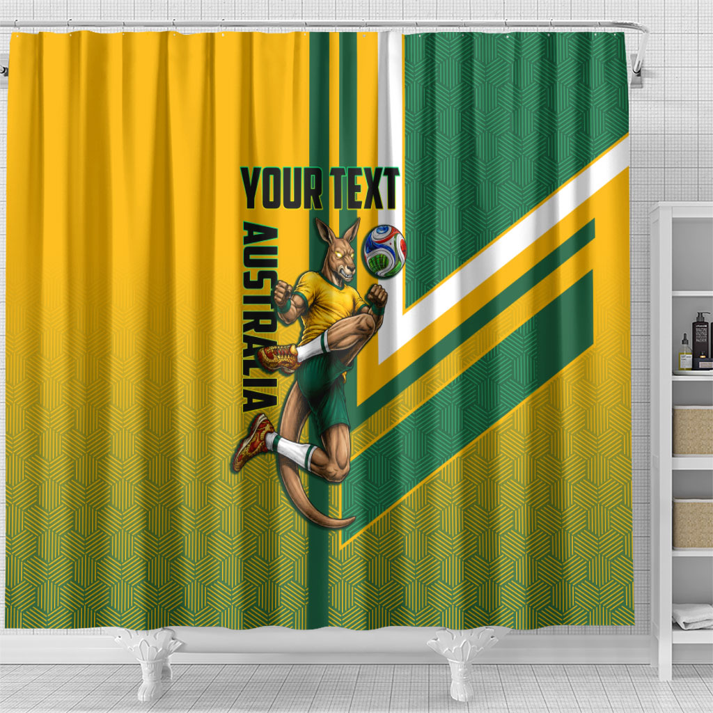Personalized Australia Soccer Kangaroo Shower Curtain Australia Flag Athletic Mascot Boxing Kangaroo