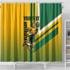 Personalized Australia Soccer Kangaroo Shower Curtain Australia Flag Athletic Mascot Boxing Kangaroo