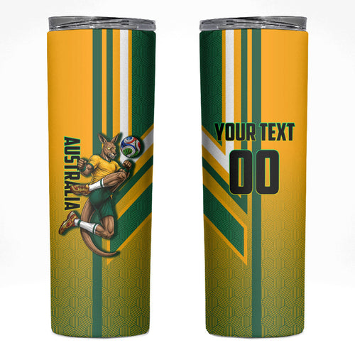 Personalized Australia Soccer Kangaroo Skinny Tumbler Australia Flag Athletic Mascot Boxing Kangaroo