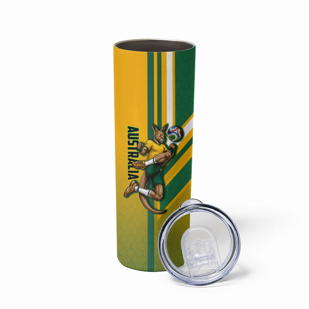 Personalized Australia Soccer Kangaroo Skinny Tumbler Australia Flag Athletic Mascot Boxing Kangaroo