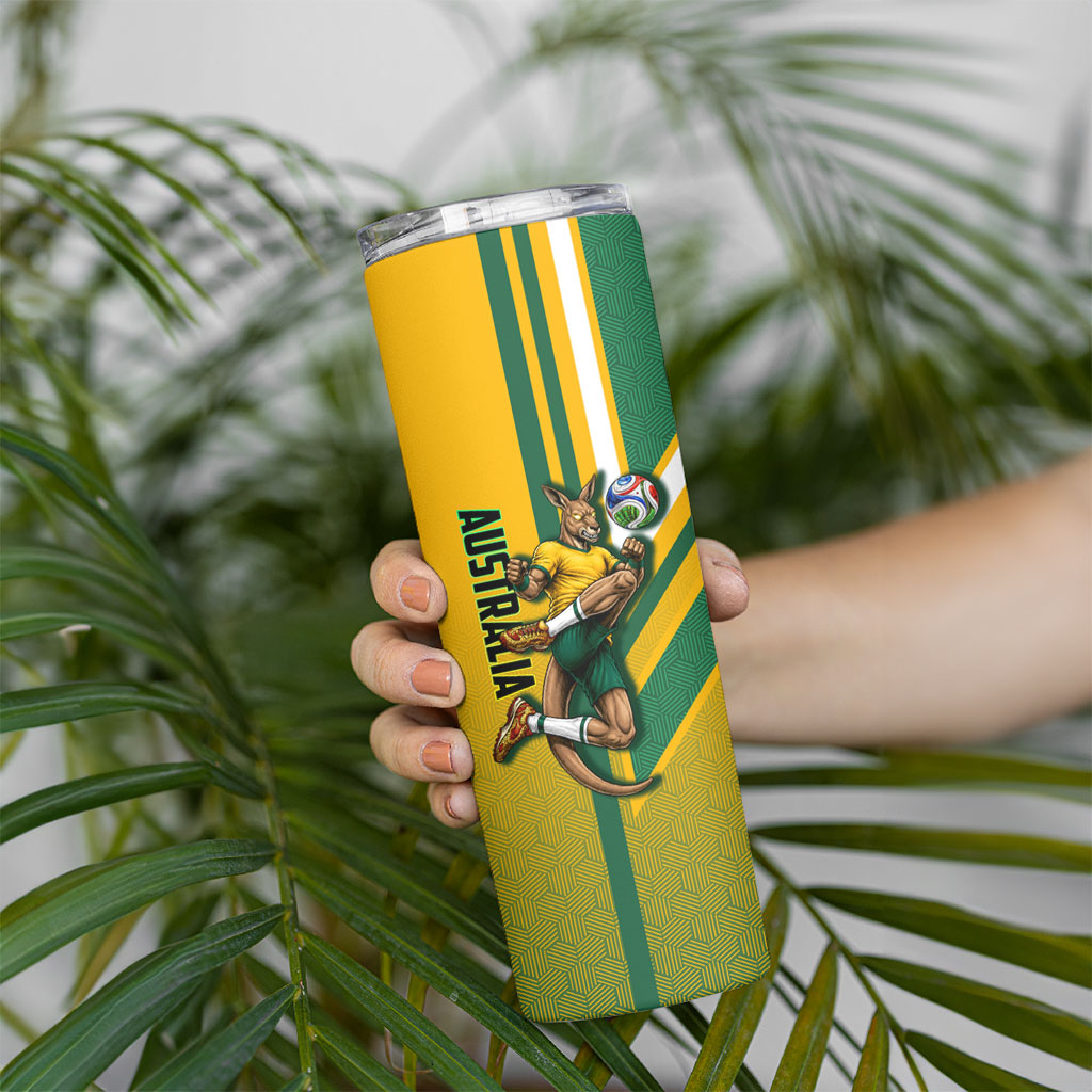 Personalized Australia Soccer Kangaroo Skinny Tumbler Australia Flag Athletic Mascot Boxing Kangaroo
