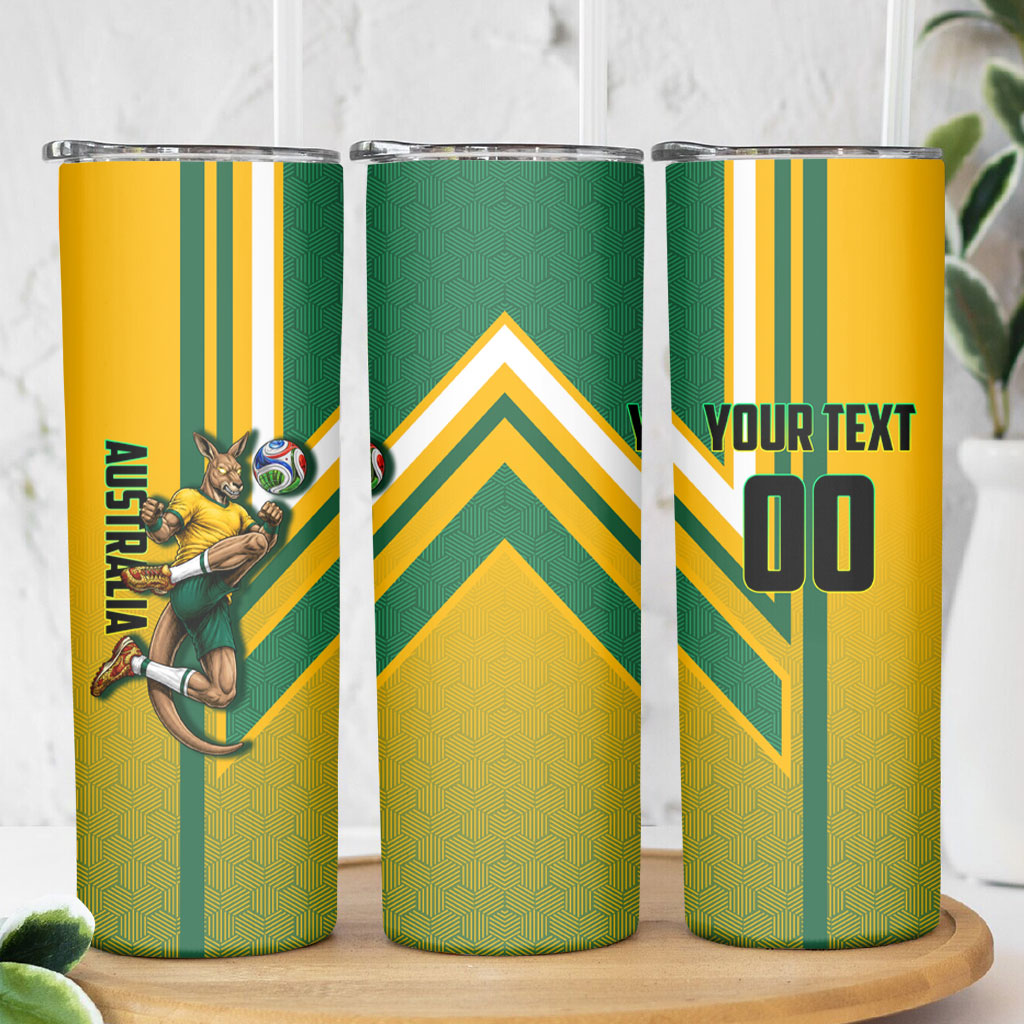 Personalized Australia Soccer Kangaroo Skinny Tumbler Australia Flag Athletic Mascot Boxing Kangaroo