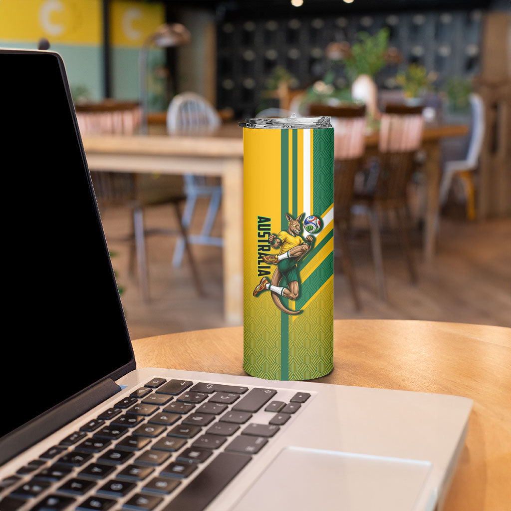 Personalized Australia Soccer Kangaroo Skinny Tumbler Australia Flag Athletic Mascot Boxing Kangaroo