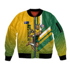 Personalized Australia Soccer Kangaroo Sleeve Zip Bomber Jacket Australia Flag Athletic Mascot Boxing Kangaroo