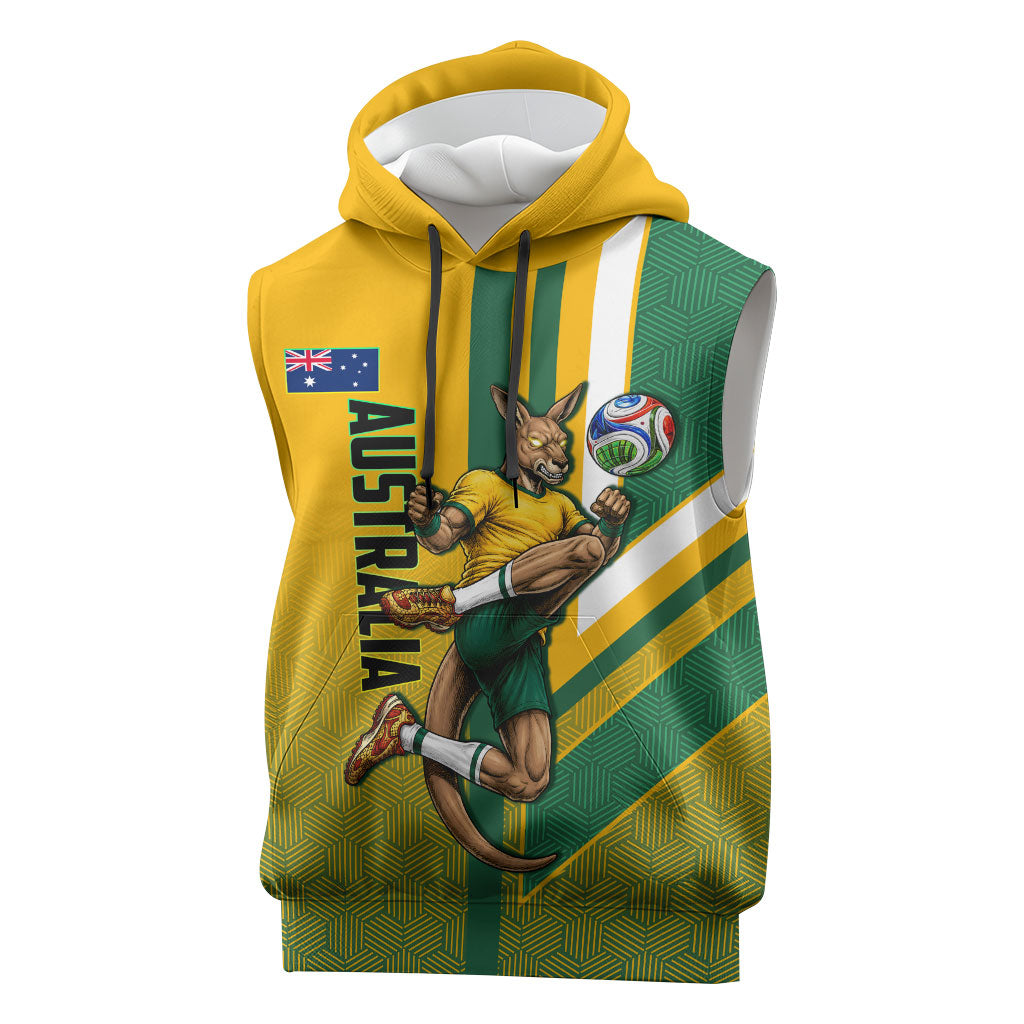 Personalized Australia Soccer Kangaroo Sleeveless Hoodie Australia Flag Athletic Mascot Boxing Kangaroo