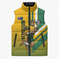 Personalized Australia Soccer Kangaroo Sleeveless Puffer Jacket Australia Flag Athletic Mascot Boxing Kangaroo
