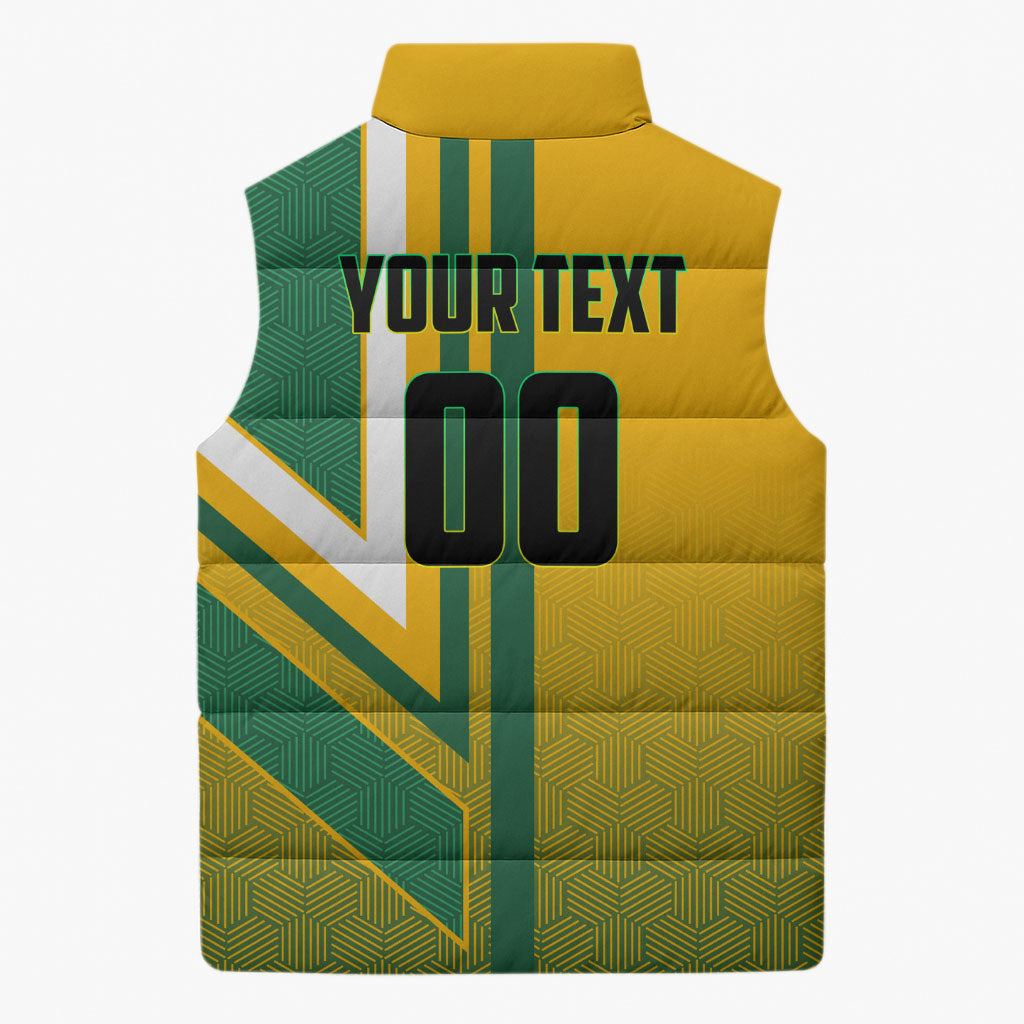 Personalized Australia Soccer Kangaroo Sleeveless Puffer Jacket Australia Flag Athletic Mascot Boxing Kangaroo
