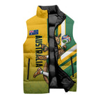 Personalized Australia Soccer Kangaroo Sleeveless Puffer Jacket Australia Flag Athletic Mascot Boxing Kangaroo