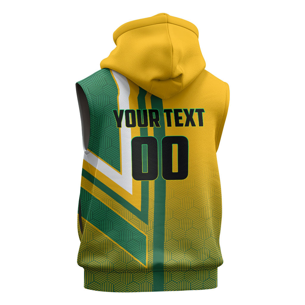 Personalized Australia Soccer Kangaroo Sleeveless Zip Hoodie Australia Flag Athletic Mascot Boxing Kangaroo