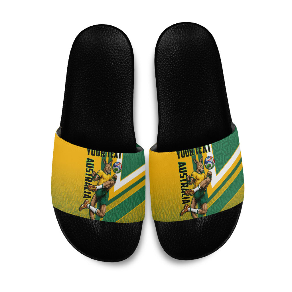 Personalized Australia Soccer Kangaroo Slide Sandals Australia Flag Athletic Mascot Boxing Kangaroo