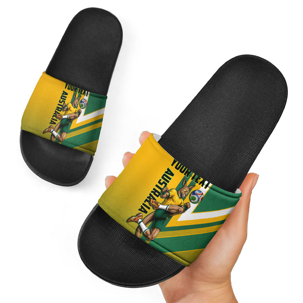 Personalized Australia Soccer Kangaroo Slide Sandals Australia Flag Athletic Mascot Boxing Kangaroo