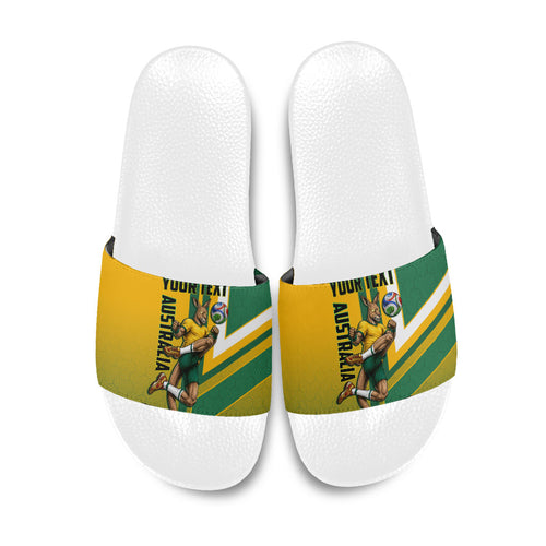 Personalized Australia Soccer Kangaroo Slide Sandals Australia Flag Athletic Mascot Boxing Kangaroo