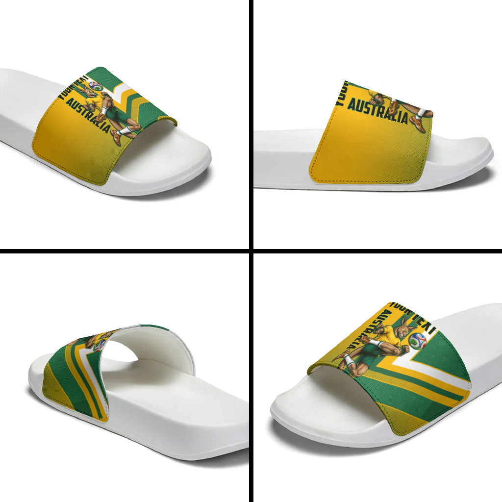 Personalized Australia Soccer Kangaroo Slide Sandals Australia Flag Athletic Mascot Boxing Kangaroo