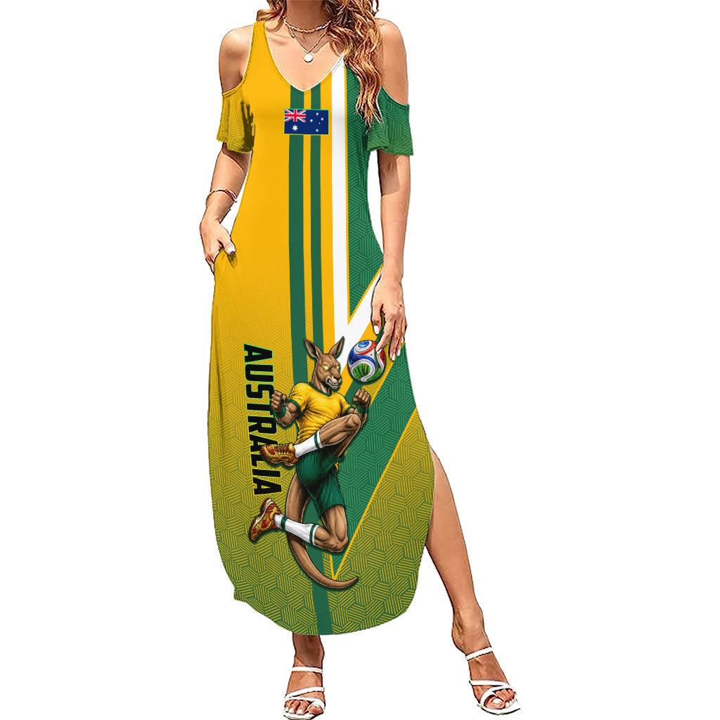 Personalized Australia Soccer Kangaroo Summer Maxi Dress Australia Flag Athletic Mascot Boxing Kangaroo