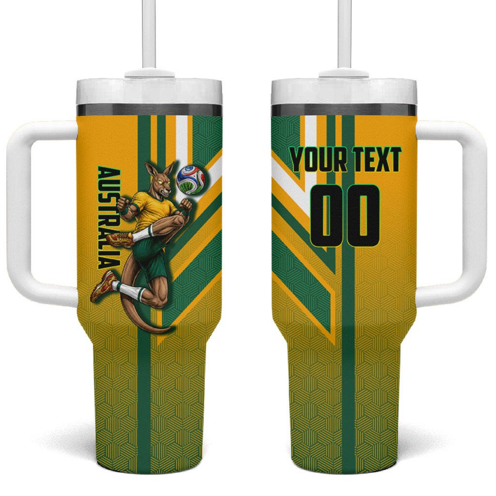 Personalized Australia Soccer Kangaroo Tumbler With Handle Australia Flag Athletic Mascot Boxing Kangaroo