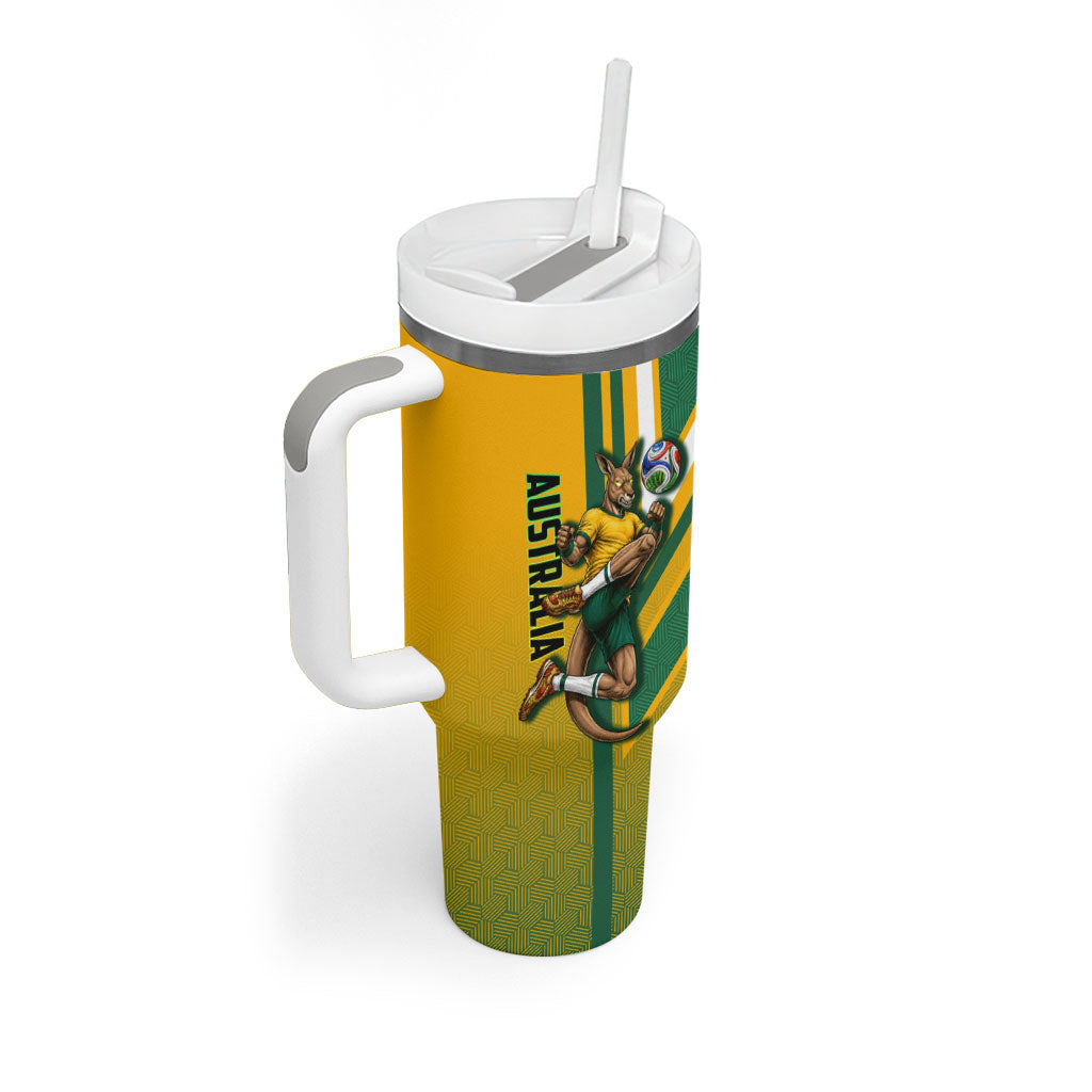 Personalized Australia Soccer Kangaroo Tumbler With Handle Australia Flag Athletic Mascot Boxing Kangaroo