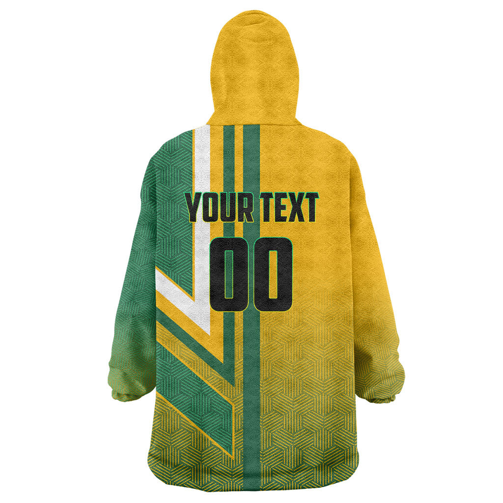 Personalized Australia Soccer Kangaroo Wearable Blanket Hoodie Australia Flag Athletic Mascot Boxing Kangaroo
