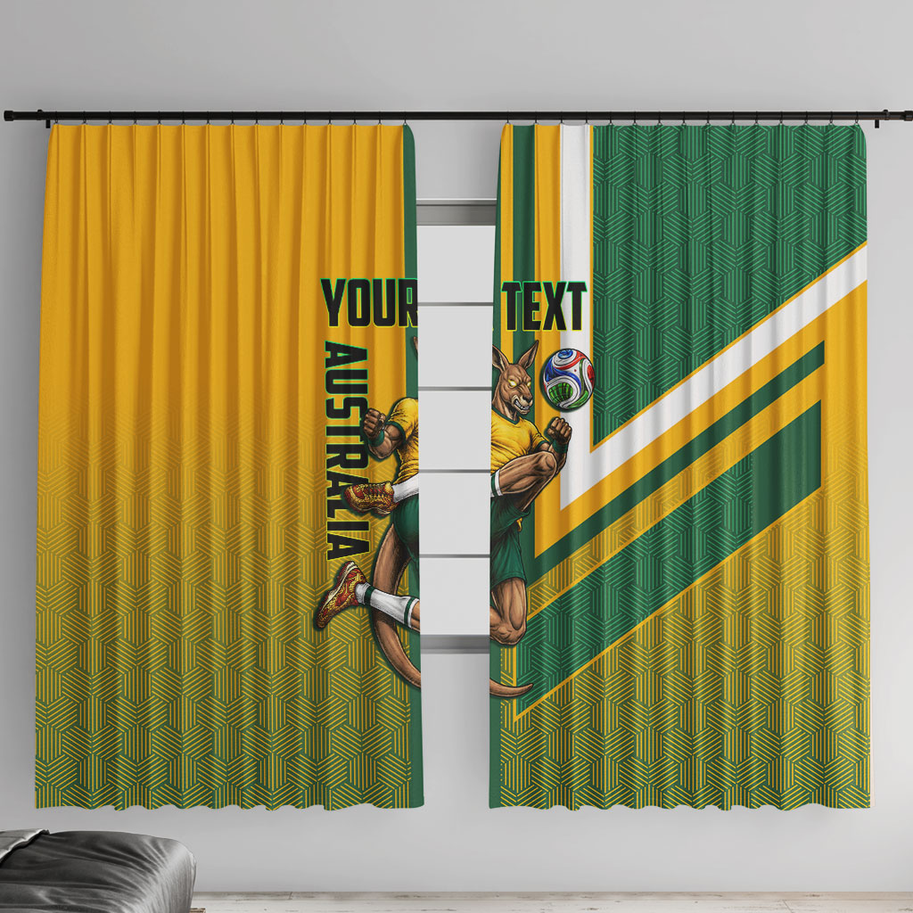 Personalized Australia Soccer Kangaroo Window Curtain Australia Flag Athletic Mascot Boxing Kangaroo