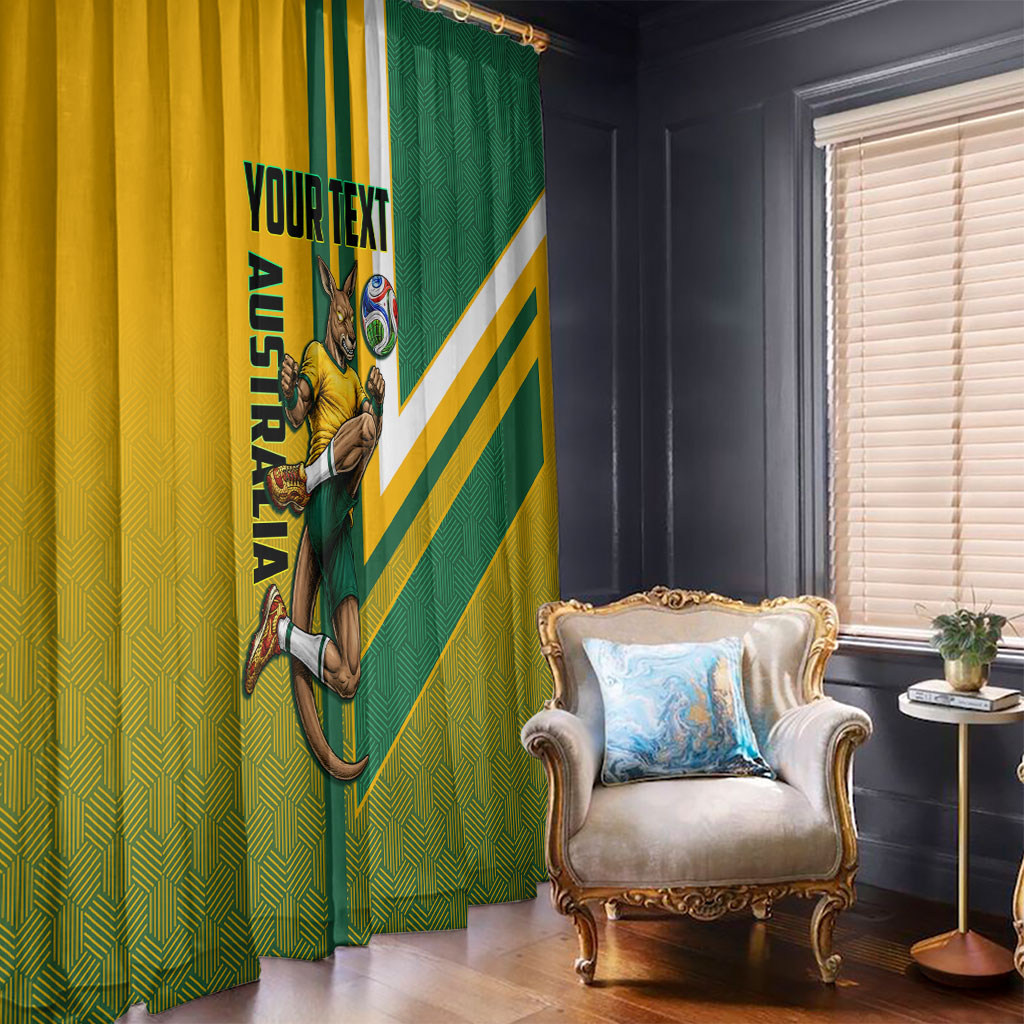 Personalized Australia Soccer Kangaroo Window Curtain Australia Flag Athletic Mascot Boxing Kangaroo