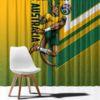 Personalized Australia Soccer Kangaroo Window Curtain Australia Flag Athletic Mascot Boxing Kangaroo