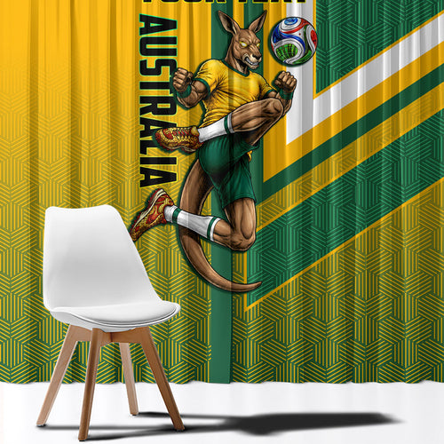 Personalized Australia Soccer Kangaroo Window Curtain Australia Flag Athletic Mascot Boxing Kangaroo