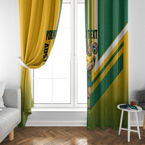 Personalized Australia Soccer Kangaroo Window Curtain Australia Flag Athletic Mascot Boxing Kangaroo