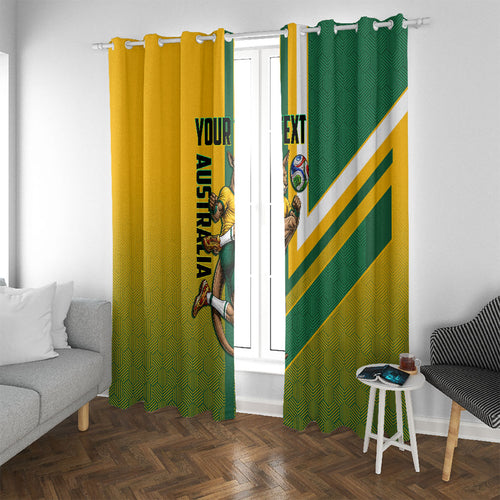 Personalized Australia Soccer Kangaroo Window Curtain Australia Flag Athletic Mascot Boxing Kangaroo