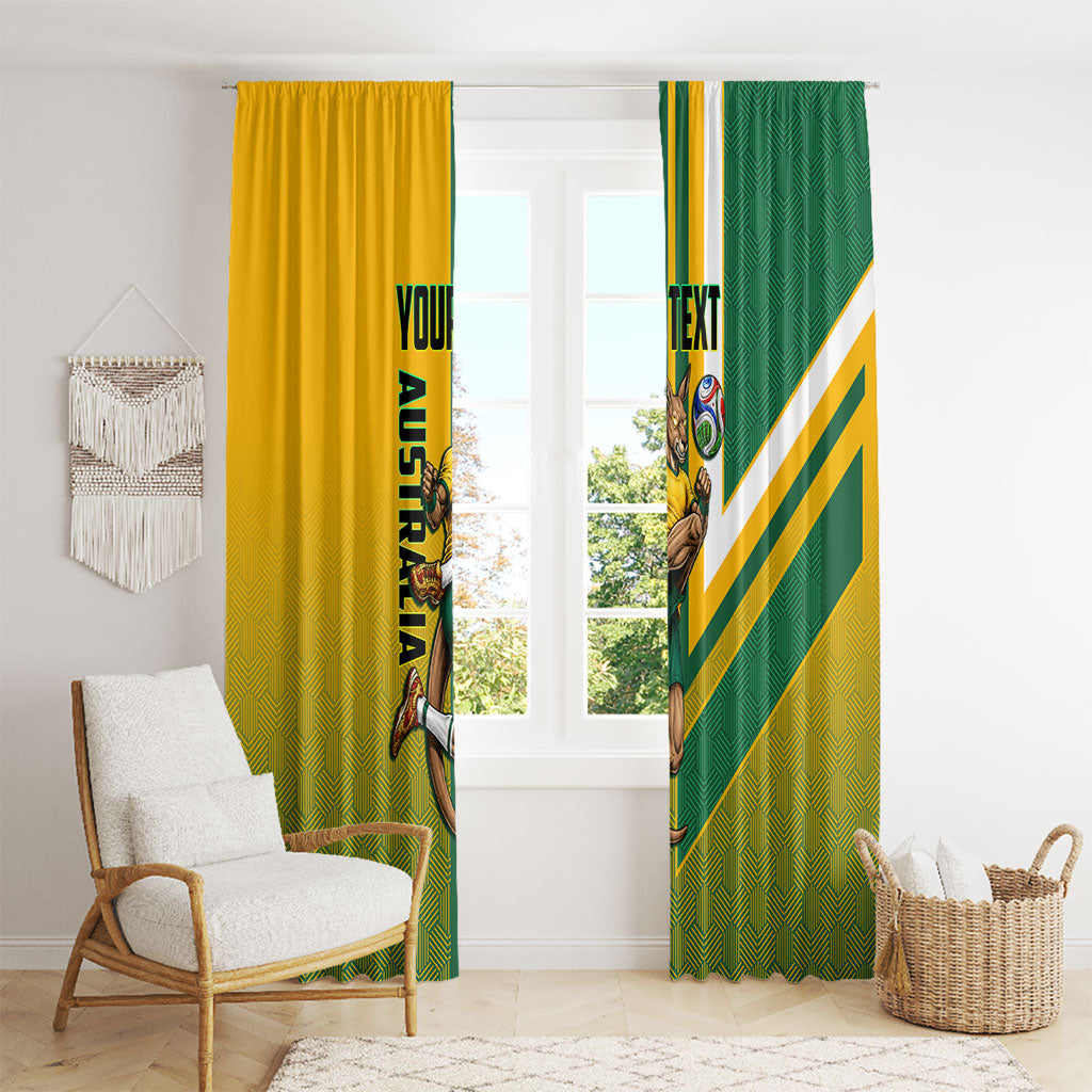 Personalized Australia Soccer Kangaroo Window Curtain Australia Flag Athletic Mascot Boxing Kangaroo