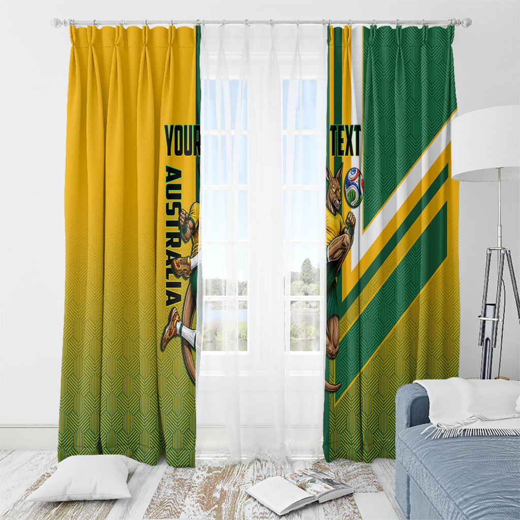 Personalized Australia Soccer Kangaroo Window Curtain Australia Flag Athletic Mascot Boxing Kangaroo