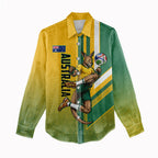 Personalized Australia Soccer Kangaroo Women Casual Shirt Australia Flag Athletic Mascot Boxing Kangaroo