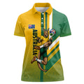 Personalized Australia Soccer Kangaroo Women Polo Shirt Australia Flag Athletic Mascot Boxing Kangaroo