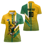 Personalized Australia Soccer Kangaroo Women Polo Shirt Australia Flag Athletic Mascot Boxing Kangaroo