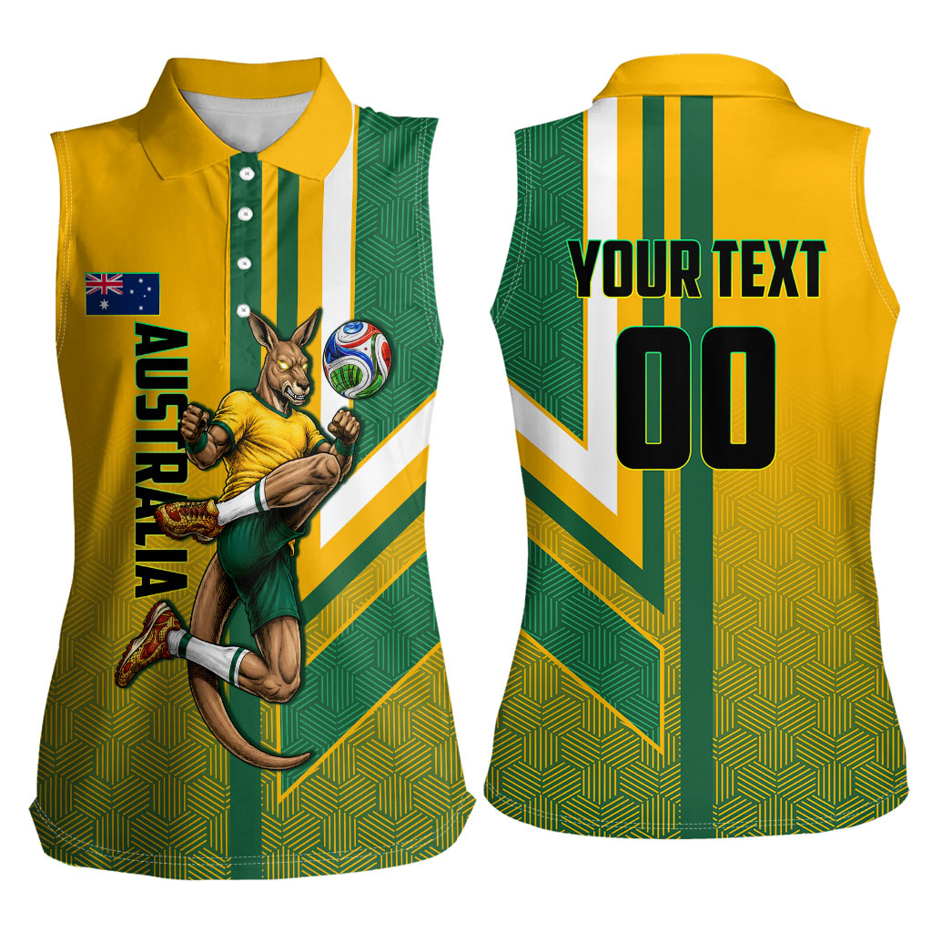 Personalized Australia Soccer Kangaroo Women Sleeveless Polo Shirt Australia Flag Athletic Mascot Boxing Kangaroo