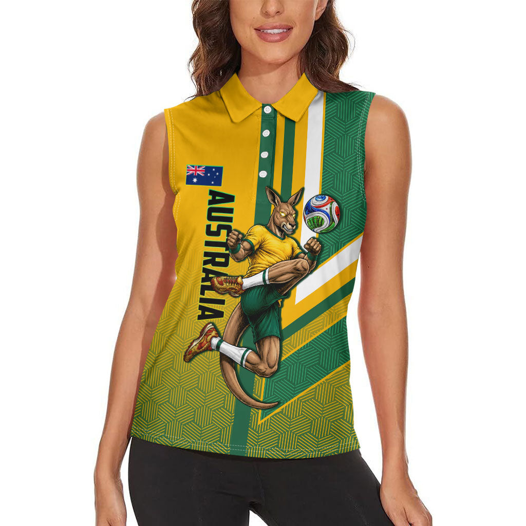 Personalized Australia Soccer Kangaroo Women Sleeveless Polo Shirt Australia Flag Athletic Mascot Boxing Kangaroo