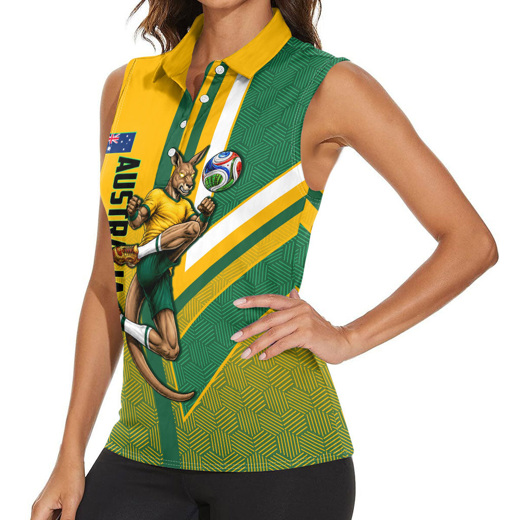 Personalized Australia Soccer Kangaroo Women Sleeveless Polo Shirt Australia Flag Athletic Mascot Boxing Kangaroo