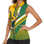 Personalized Australia Soccer Kangaroo Women Sleeveless Polo Shirt Australia Flag Athletic Mascot Boxing Kangaroo